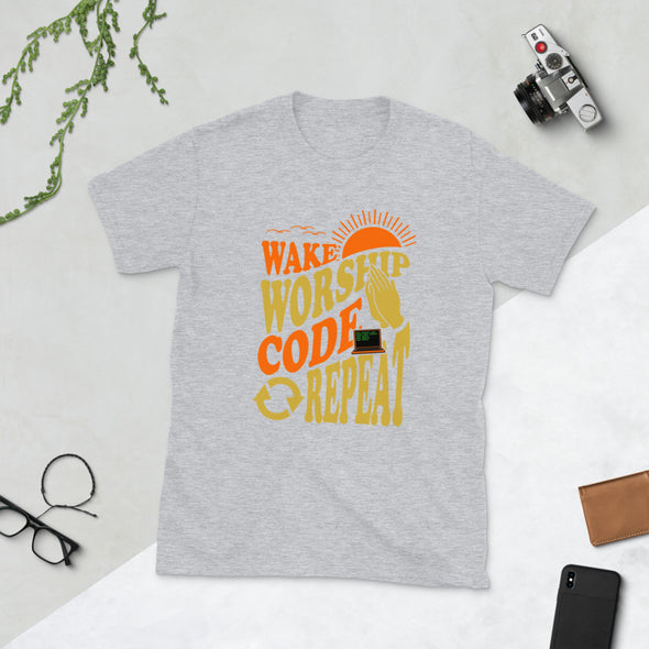 Wake Worship Code Repeat  Unisex T-Shirt