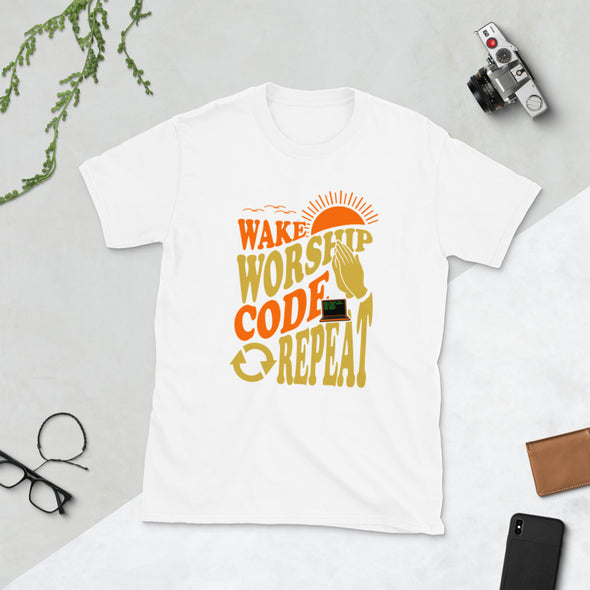 Wake Worship Code Repeat  Unisex T-Shirt